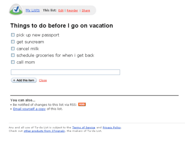Image of Ta-da list by 37 Signals